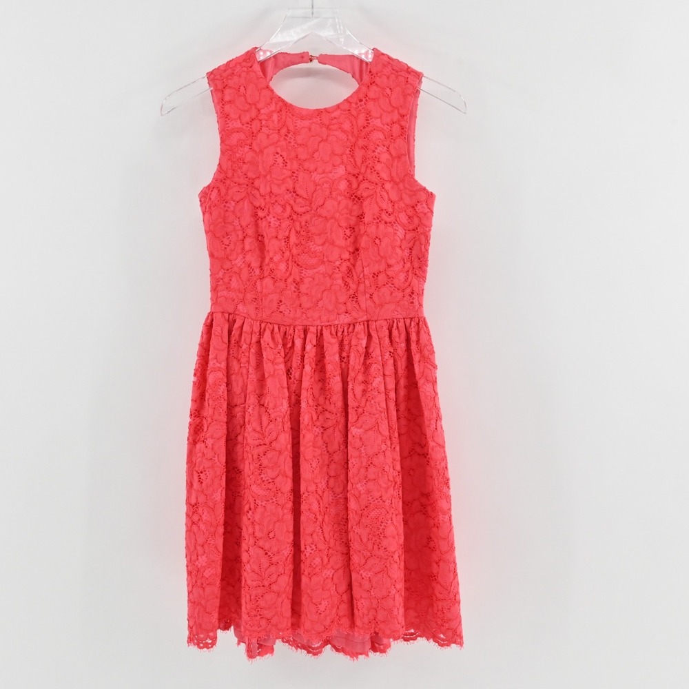 Kate Spade High Low Lace‎ Dress Size 00 Take A Walk On The Wild Side Geranium - Picture 2 of 13